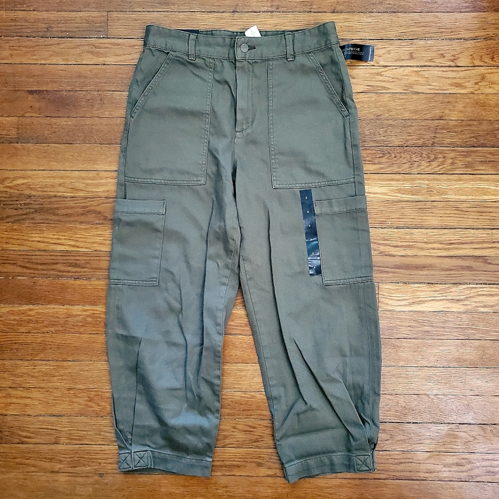 NWT, Banana Republic Relaxed Cargo Pants, Size 6, 100% Cotton, Muted Olive Green